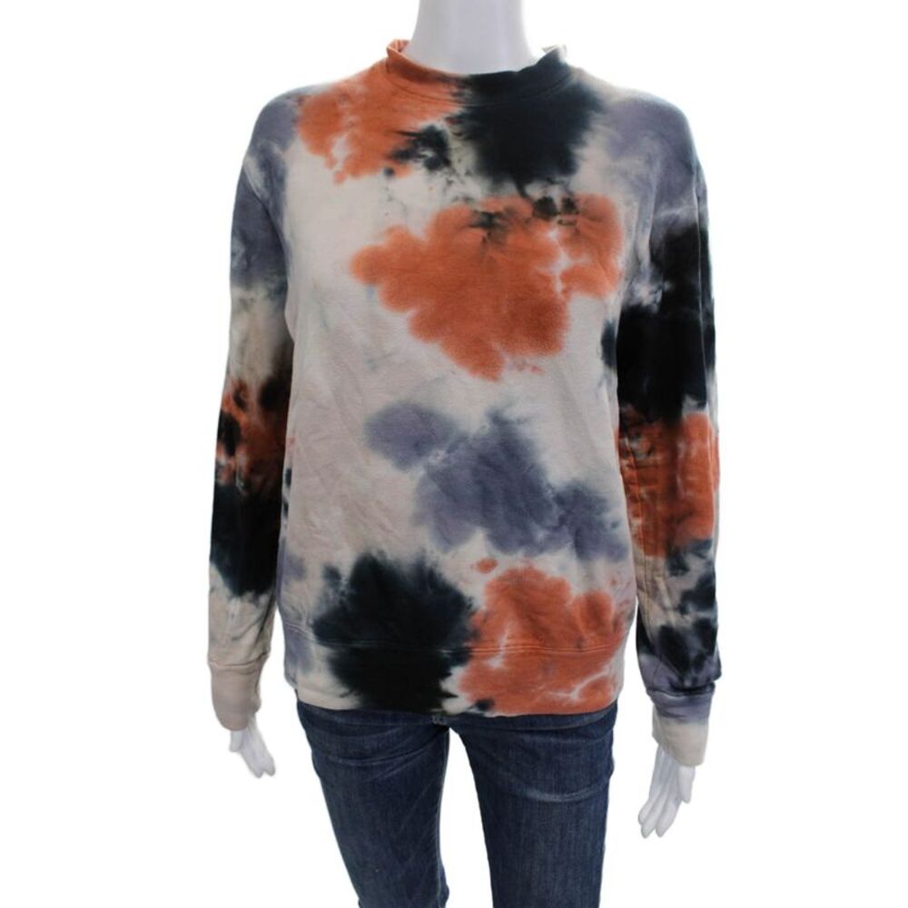 Monrow Women Pullover Sweatshirt Black Crew Neck Long Sleeve Rayon Blend Size S